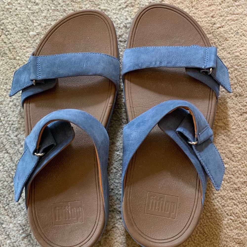 Size 10 FitFlop Blue Adjustable Slide Sandals